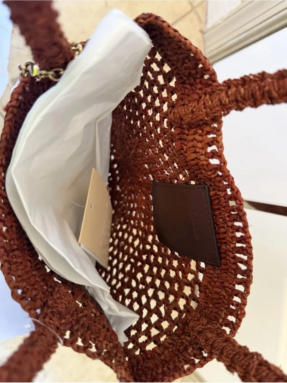 Chloe small summer Banana crocheted raffia tote